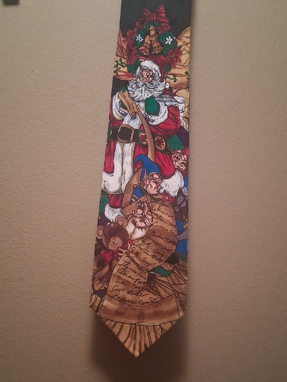 Addiction Festive Santa Christmas Novelty Tie in Red, Green, Gold 100% Silk